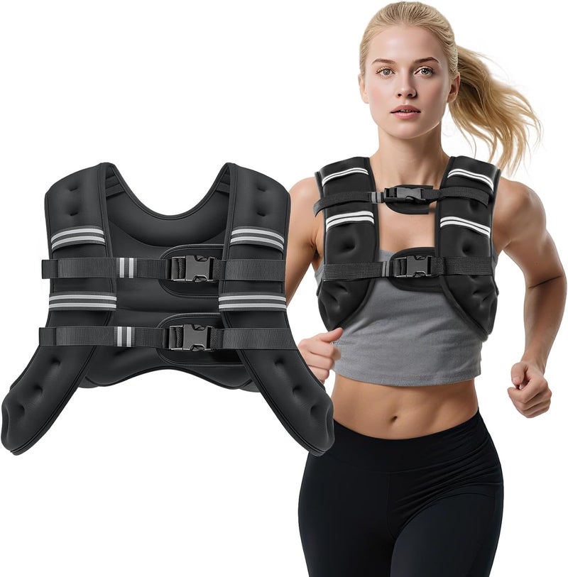 GUWELL Weighted Vest, 8lb/12lb/16lb/20lb Weight Vest with Reflective Stripes for Men Women, Two Adjustment Straps for Workout, Strength Training, Running, Fitness, Muscle Building, Weight Loss - Image 1